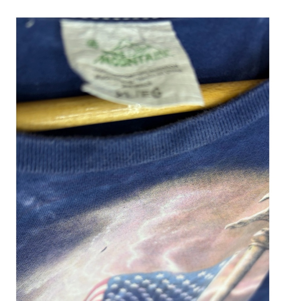 The Mountain x Thomas Kincaid Navy Tie-Dye Short Sleeve Tee with American Flag - Picture 2 of 3
